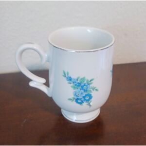 Royalton China Co., Translucent Porcelain Cup, Blue Floral, Vintage